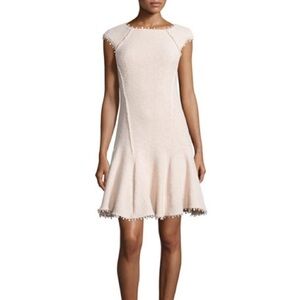 Rebecca Taylor Cap-Sleeve Boucle Fit and Flare Dress in Blue